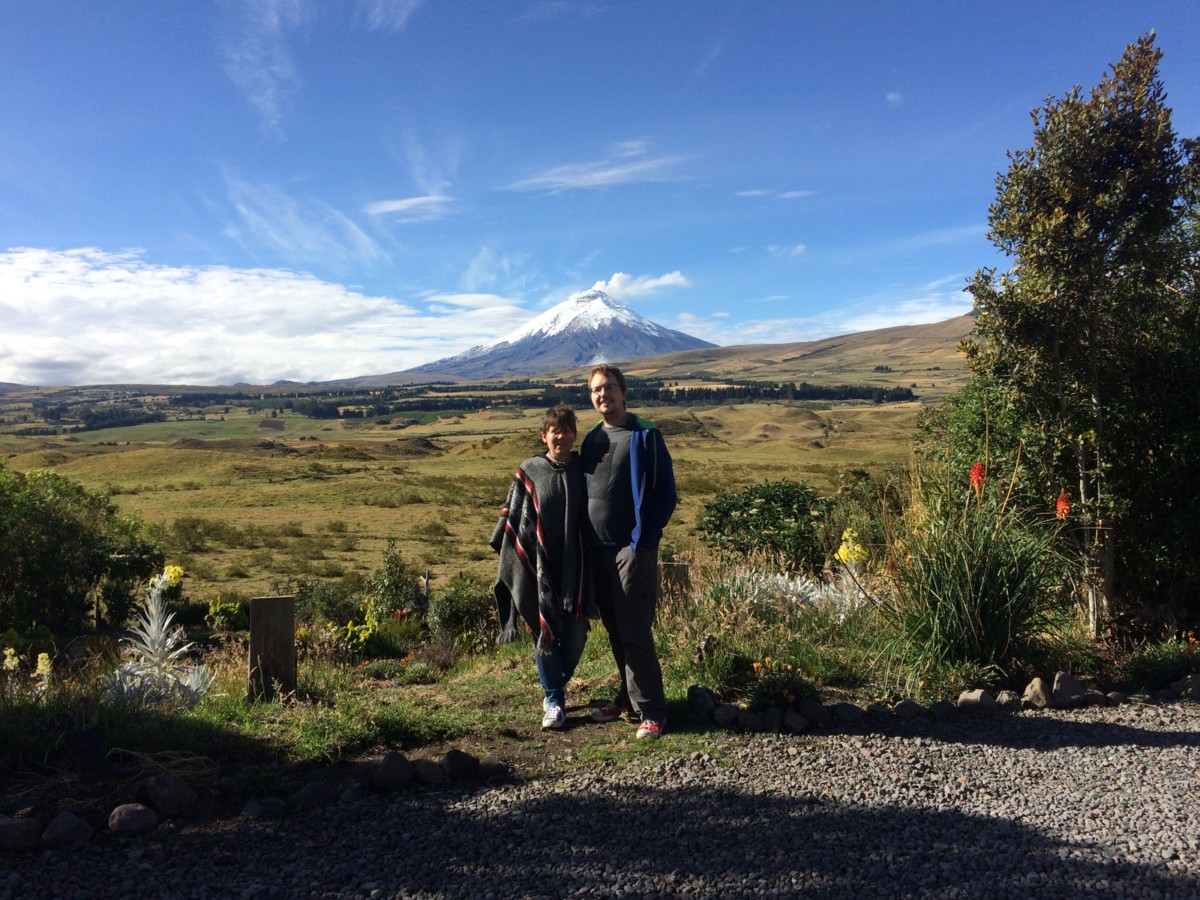 Us in front of Cotopaxi static path